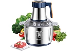 EAGERMINDS Hachoir électrique 5L, Hachoir à Viande Polyvalent 500W, 5 Niveaux de Vitesse Hachoirs Électrique d'Aliments, Avec 6 Lames Amovibles Mixeur Hachoirs Multifonction pour Viande Légumes et Fruits (Bleu)