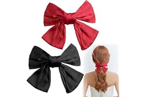 LOTNUT Lazo para el pelo para Mujer y Niñas 2pcs, Elegantes y Versátiles Pasadores Pelo Mujer Pinzas en Colores, Ideal como regalo de cumpleaños o del Día de la Madre - Negro y Rojo