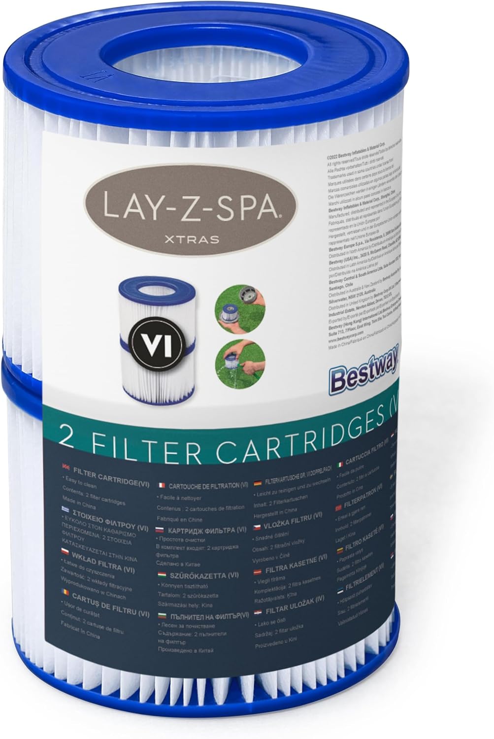 Lay-Z-Spa Hot Tub Filter Cartridge VI for All Lay-Z-Spa Models - 1 x Twin Pack (2 Filters)