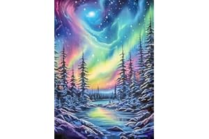 HKLIOPU 5D Diamond Painting Kits, Full Drill Diamond Northern Lights and Landscape Diamond Art DIY Kids Adults Crystal Art Kits for Home Wall Decor,30x40cm