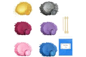 Cosyhav Mica Powder,6 Colours x 10 g Mica Powder for Epoxy Resin,Pearlescent Resin Pigment,Suitable for Soap Color, Candle Color, Cosmetics, Nail Polish, Bath Ball,Slime