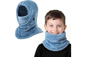 AYPOW Passamontagna Invernale in Pile Termico Bambini 3-9 Anni, Maschera da Sci Multifunzionale Antivento Regolabile, Berretti Cappello in Pile Caldo Cappuccio Scaldacollo Sciarpa per Ragazzi Ragazze