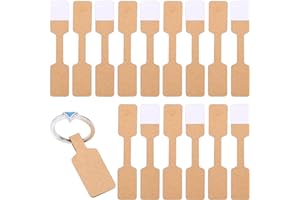 MOZEAT LENS 500 Stück Schmuck Preisschilder Aufkleber Kraftpapier Anhänger Etiketten 6 x 1,2cm Preisetiketten Preisschilder Etiketten Selbstklebend Preisaufkleber Schmucketiketten für Halskette Schmuck Ring
