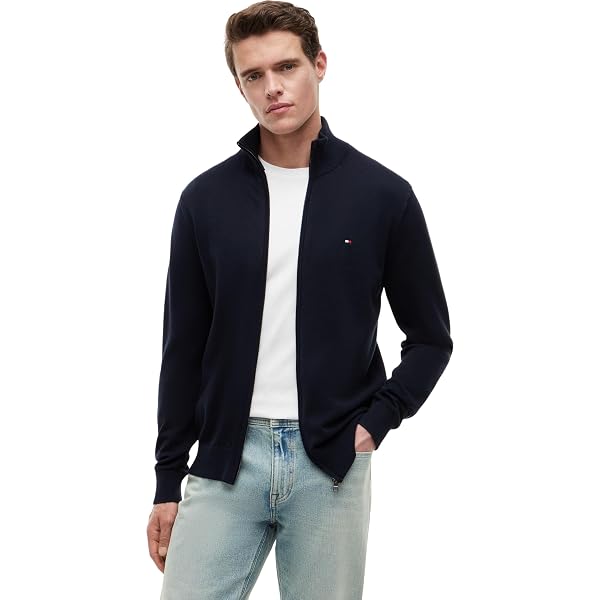 Maglione GANT Classic Cotton Halfzip – Blu Jeans Scuro Mélange, Uomo, Taglia XXXXL