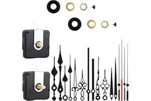 DASHUAIGE 2 Pack Silent Quartz Clock Movement with Hands, 6 Pairs of Long and Short Shafts, Battery Powered Mechanism for DIY Wall Clock Repair & Replacement (black)