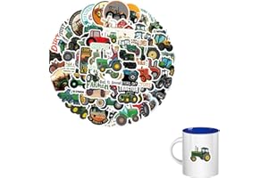 PCSFOE 60 Pièces Autocollants de Tracteur, Autocollants Imperméables, Autocollants Imperméables, Autocollants Mignons de Véhicule de Chantier pour Bouteilles d'eau, Autocollants de Voiture de Dessin Animé