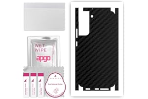 apgo Protecteur Skin, Autocollant, Peau, Film en Vinyle structuré pour ARRIÈRE + CÔTÉS au modèle Samsung Galaxy S22 Plus avec Motif Noir de Carbone