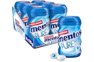 ‎MENTOS Mentos Kaugummi Pure Fresh Mint, 6 Boxen zuckerfreie Chewing Gum Dragees mit Pfefferminz-Geschmack & flüssiger Füllung, Multipack (6 x 35 Stück)