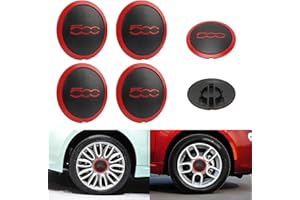 OTUFAN per 500 Copri Ruota Hup Trim, Accessori Di Aggiornamento per Il Lifting Del Copriruota Centrale Esterno Dell auto 68078419ac Sostituzione per 500 (4 PCS Fiat 500 Bordo rosso Testo rosso)