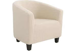 NIBESSER Copripoltrona Chesterfield Elasticizzato Universale Rimovibile e Lavabile Jacquard Antiscivolo 1-Pezzo Fodere Coprisedia Tub Chair Copridivano per Tullsta Bancone Soggiorno (B- Panna)