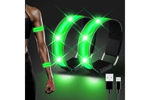 ‎JIZZU JIZZU LED Reflective Rechargeable, Pack of 2 LED Safety Bracelets, USB Reflective Band, LED Light Bracelet, Light Strip Children for Night Running, Cycling, Jogging, Dog Hiking, Outdoor Sports
