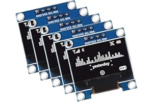 Dealikee 5Stück 0.96" OLED Display Module, 128 x 64 Treiber IIC I2C Serial Selbstleuchtendes Display Board 12864 4 Pin Self-Luminous Display Board. Weiß