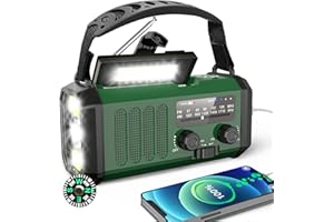 BIAOQINBO 10000mAh Radio Solaire, AM/FM Solar Radio 3 Méthodes deChargement 6 en 1 Radio d'urgence Portable avec Batterie Externe, IPX3 Waterproof, SOS, LED Flashlight for Camping, Outdoor