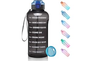 WEMEET Trinkflasche mit Filter 1.5 Liter, [BPA Frei Tritan] Wasserflasche mit Zeitmarkierung, 1500ml Sportflasche mit Flip Top Deckel Auslaufsicher SCHWARZ