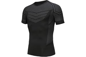 AMZSPORT Męska koszulka kompresyjna z krótkim rękawem, sportowa koszulka funkcyjna, koszulka do biegania
