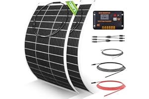 ECO-WORTHY 260Watt 12Volt Flexible Solar Panel Kit for Off Grid Home RV, Boat and Uneven Surfaces:2pcs 130W Mono Solar Panel + 30A 12V Charger Controller + Solar Cable + Tray Cable + Y Branch