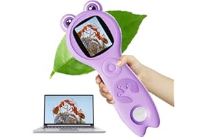 Vorth Microscope for Kids, Portable Digital Microscope with 500X Magnifying Glass, Handheld Camera Mini Pocket Magnification, Educational Christmas Birthday Gifts for Ages 4 5 6 7 8 9 10 11 12, Purple