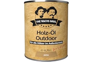 Outdoor Holzöl - 0,75 L - Eiche - Premium Holzschutz für Außen - Nachhaltiges Pflegeöl mit UV-Schutz - Wasserabweisend und Langlebig - THE WACHS BROS.