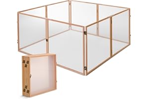 W WEISER - PRODUCTS - Weiser Products Welpenauslauf aus Holz | 60cm hoch | Faltbar und Mobil | gitterloser Welpenlaufstall | Laufstall Hund geeignet für alle Welpen und Kleintiere | Hundelaufstall für Wohnung |