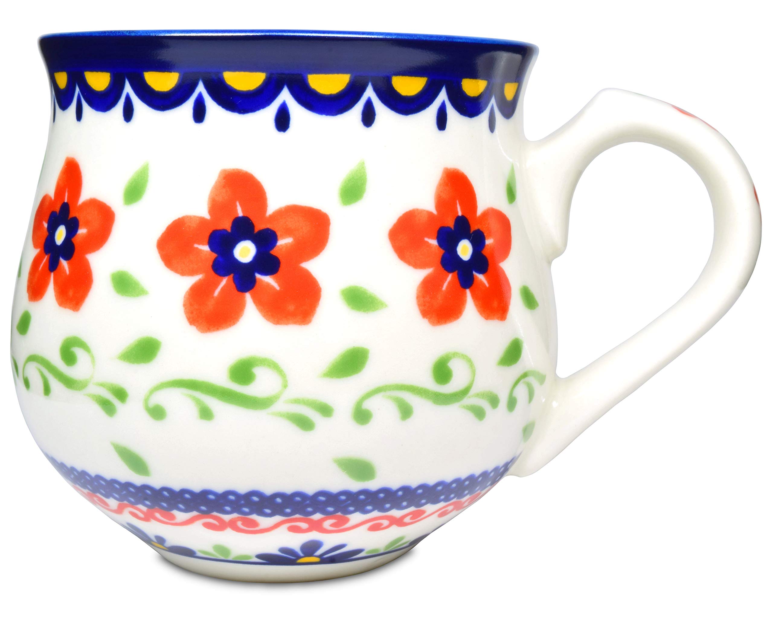 Mino Ware Coffee Mug Ceramic Tea Cup, Polish Pottery Boleslawiec Flower