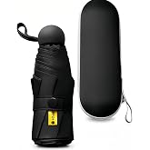 Kiuiom Folding Travel Umbrella,Portable Pocket Umbrella,Compact Windproof Umbrella,6 Ribs Mini Umbrella for Men Women UV Prot