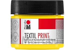 Marabu 17030050919 - Textil Print - Jaune primaire - 100 ml - Peinture pour tamis et haute pression à base d'eau - Inodore et résistante à la lumière - Longue durée de vie - Pour textiles clairs et