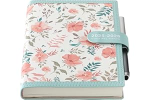 Mcdsuc Diary 2025-2026 A5 Page a Day,Productivity Organiser Daily Planner from Jul 2025 to Jun 2026 with Calendar Tabs,Schedule Monthly Planner with Stickers,Pen,3Bookmarks,Blue