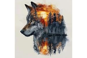 ZGDYI Kit Diamond Painting Animali 5D per Adulti, Pittura a Diamante Completa con Disegno Lupo della Foresta, Arte DIY con e Quadri Decorativi per Casa, Kit Completo per Principianti e Bambini (30x30cm)