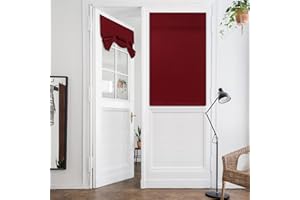 HOMEIDEAS Burgundy French Blackout Door Curtains, 26 X 40 Inch Room Darkening Curtains for Glass Door, Thermal Insulated Tie Up Shades Window Covering for Bedroom, 1 Panel