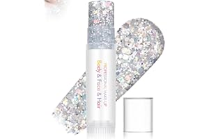 ZOEYSHINE Chunky Glitter Stick for Face Body and Hair – Silver Holographic Iridescent Makeup Highlighter, Easy Application Mess Free Long Lasting – Festival Glitter for Women Halloween Birthday Christmas Party