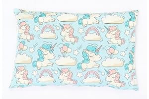 ‎BALBINA Balbina Kissenbezug 60 x 40 cm für Kinder & Babys, Kopfkissenbezug 100% Baumwolle, für Kinderzimmer, Kinderwagen oder Kinderbett, Baumwoll-Kopfkissenbezug mit Reißverschluss, Einhorn/Mint/Rosa