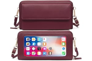 HNOOM Bolsos Bandolera para Mujer Bloqueo RFID Carteras para Mujer Bolso para Movil Bolso Monedero Movil Mujer Billetera Mujer con Correa Ajustable Bolso Bandolera Móvil con Pantalla Táctil