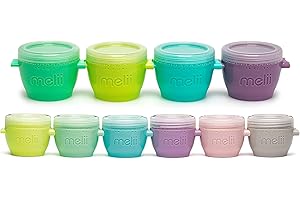 MELII set de 6botes de 59ml y 4botes de 118ml de plástico para potitos bebe, juego de 10recipientes de comida para bebe,herméticos,apilables, aptos para congelador, microondas y lavavajillas, (11090)