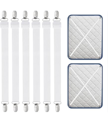 Quelcc 4 Pezzi Ferma Lenzuola, Clip Lenzuola (30cm-130cm), Elastici per Lenzuolo, Tendi Lenzuola con Clip in Metallo, per di Fissaggio Angoli Lenzuola, Coprimaterassi, Letto o Divano, Nero
