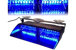 Viktion 12V 16 LEDs Feux de Pénétration Lumière Stroboscopique Eclairage Clignotant avec 18 Modes pour Voiture Camion véhicule SUV (Bleu)