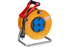 Brennenstuhl Enrouleur de câble Kid Pro 15m (IP44, Cablepilot), Fabrication Française 1079341 Jaune