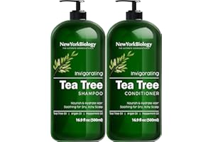 NEW YORK BIOLOGY THE ULTIMATE COSMECEUTICALS New York Biology Tea Tree Shampoo and Conditioner Set – Deep Cleanser – Relief for Dandruff and Dry Itchy Scalp – Therapeutic Grade - Helps Promote Hair Growth – 500 ml