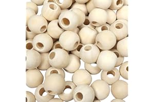 TOAOB THE ONE AND ONLY BABY TOAOB 100pcs 12mm Gros Trou Perles Rondes en Bois Naturel en Vrac Non Peinte Facile à Fils pour Fabrication de Bijoux Bracelets DIY Artisanat