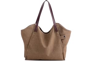 LOSMILE Femmes Sacs à main Toile Sacs portés main Sacs portés épaule Sacs bandoulière Sacs de plage Cabas décontractés (marron)