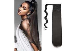 ‎CYBELLEZA Cybelleza Clip-In Ponytail Extensions, Hair Piece Like Real Hair, Braid, Cheap Ponytail, Straight Hair Thickening (Dark Brown)