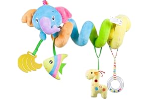 caterbee Giocattolo per seggiolino auto per bambini, a spirale, in peluche, da appendere alla carrozzina, accessori per bambini o bambine (elefante)