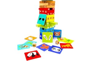 RB&G Torre giocattolo per bambini, in legno, con motivi per bambini in legno