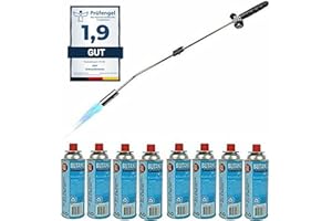 Désherbeur de mauvaises herbes RHP - 80 cm - 8 cartouches de gaz butane de 227 g chacune,réglable brûleur à gaz avec allumage piézo, appareil de combustion max. 1000 °C - Allume-barbecue