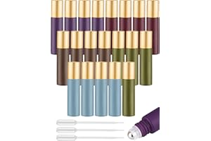 Tomorotec Roll on Flaschen leer 10ml, 20 Stück bunte ätherische Öl-Rollerflaschen mit Edelstahlkugeln, extra dicke Rollerflaschen für Öle, mit Öffner und Tropfern (5 Farben)