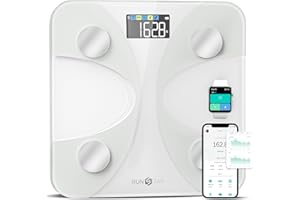 Scales For Body Weight, Runstar Digital Bathroom Scales High Accuracy Weighing Scales with Color Display for BMI Body Fat 13 Body Composition Analyzer Sync with Fitness App -White