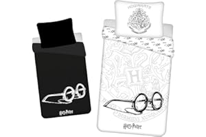 Jerry Fabrics Harry Potter pościel okulary Hogwart 140 x 200 cm, 70 x 90 cm, dla dzieci i młodzieży z efektem świetlnym