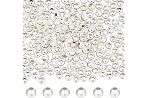 Beebeecraft 1 Box 260Pcs 925 Sterling Silver Plated 4mm Round Spacer Beads Smooth Small Beads for Jewellery Making Bracelets Necklace Hole 1.6mm