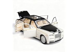TGRCM-CZ 1/32 Rolls-Royce Phantom Model Car Toy Car with Sound and Light for Kids Boy Girl, Metal Body Door Opened White