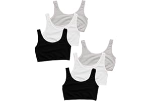 MOR Confezione da 6 bustini da bambina, comodi reggiseni in cotone senza ferretto, biancheria intima per adolescenti, colori basici, 9-15 anni