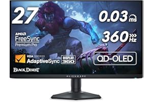 Alienware AW2725DF 27 Inch QHD (2560x1440) Gaming Monitor, 360Hz, QD OLED, 0.03ms, AMD FreeSync Premium Pro, 99.3% DCI-P3, HDR400, USB-C, 2x DisplayPort, HDMI, 4x USB, 3 Year Warranty
